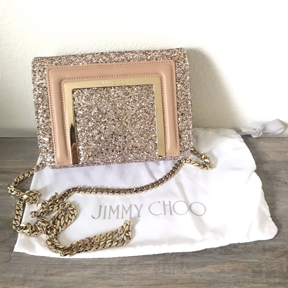 Jimmy Choo Ava Nude Shadow Coarse Glitter minibag